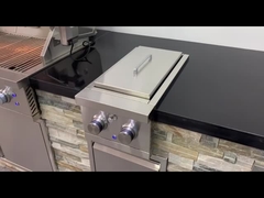 Γκριλ αερίου εξωτερικού χώρου από ανοξείδωτο ατσάλι, ενσωματωμένο διπλό πλευρικό καυστήρα 12,6